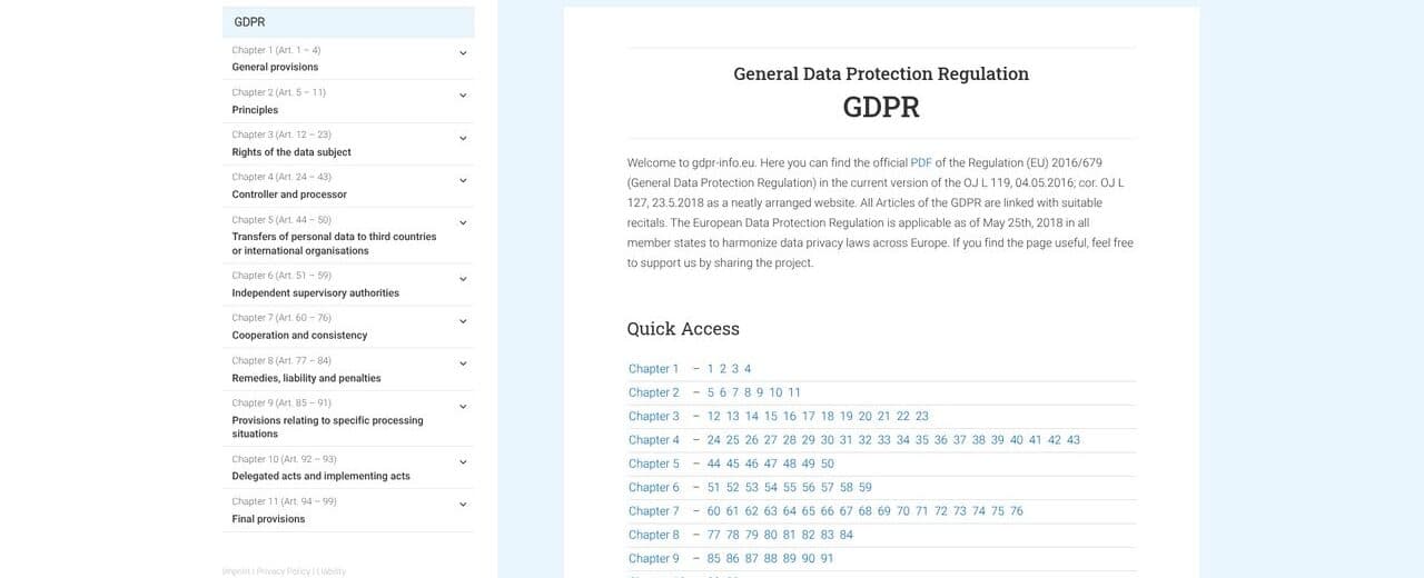 Capture of Regulation (EU) 2016/679 (GDPR)