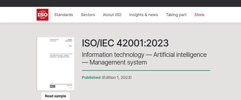 Capture of ISO — ISO/IEC 42001:2023