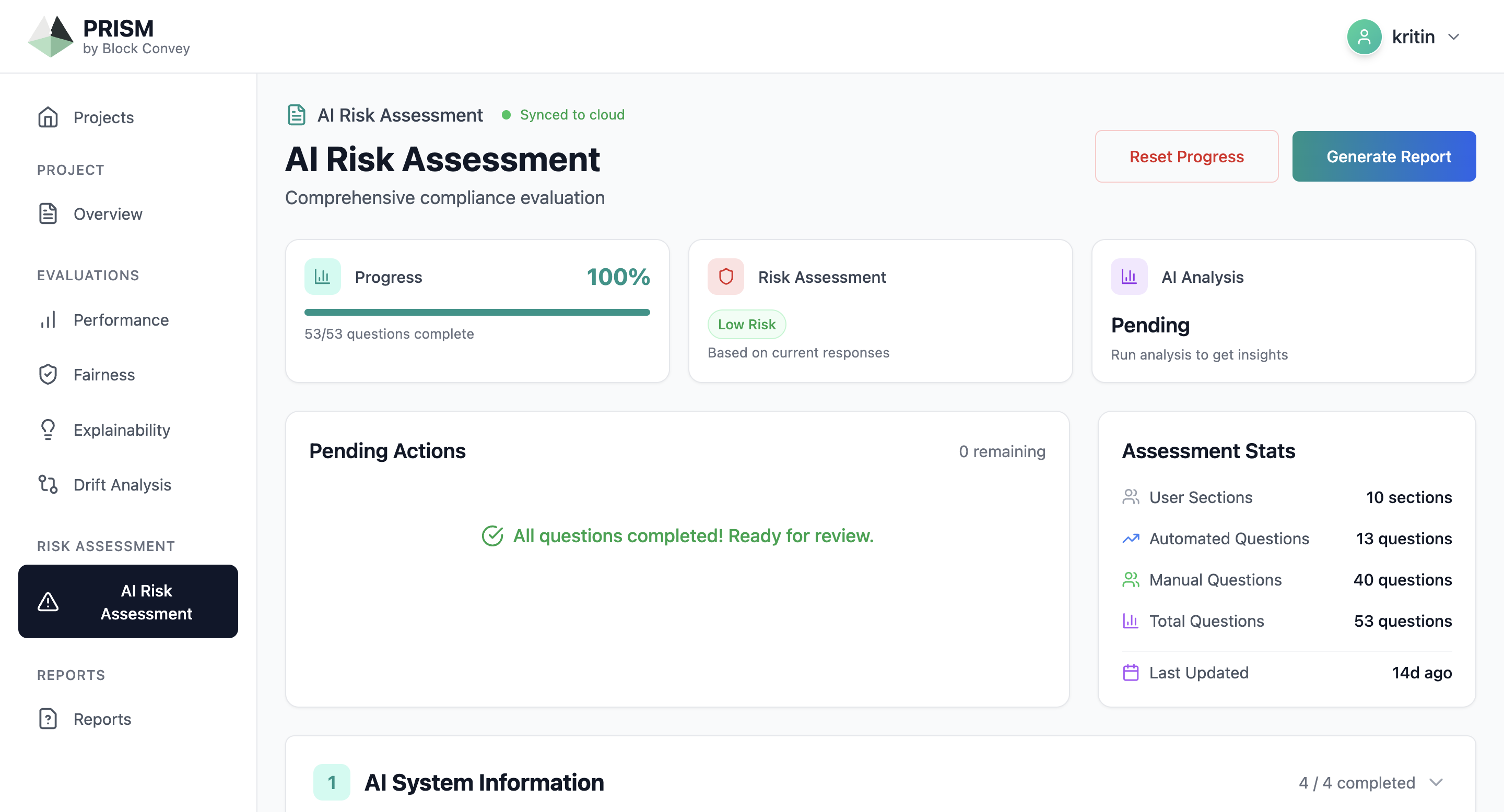 Block Convey Investor Readiness Dashboard